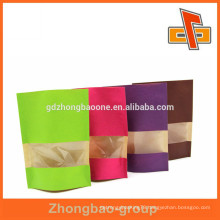 Flexo Printing Surface Handling and Accept Custom Order brown Kraft paper bag with window for scented tea packaging